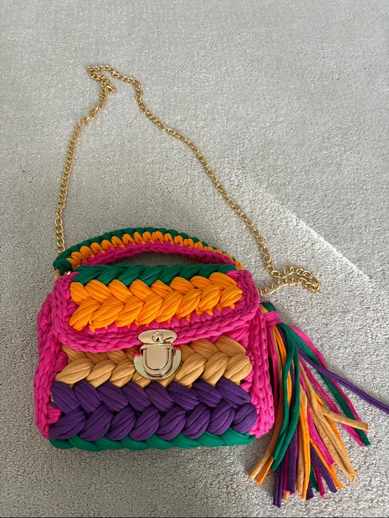 CHQEL Handbags - Handmade CHQEL Crochet Bag Gold Chain Boho
